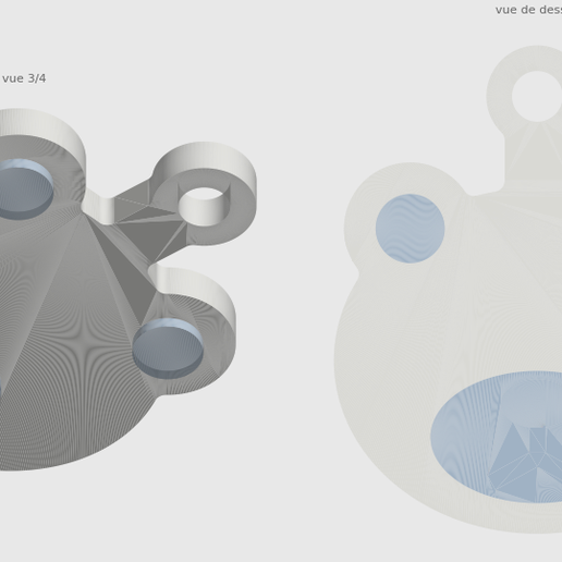 Polar Bear Cub Keychain 48 mm — solid one-piece STL