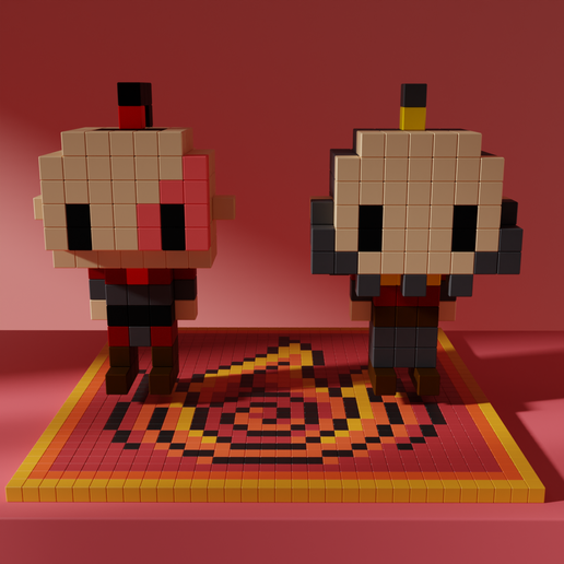 🎨 Zuko e Iroh Avatar Voxel Stylized Cubic・ STL File for 3D