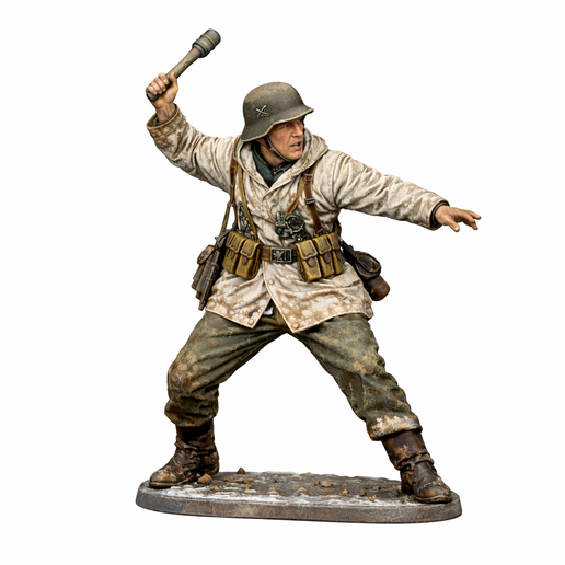 WWII German Soldier Grenade Throw STL - 3D Printable Miniature - Wargame / Diorama Figure