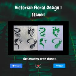 la cla UR aCe ST Stencil eam TCAs = oo iz Archivo STL Diseño floral victoriano 1・Plan para descargar y imprimir en 3D, 112bluelake