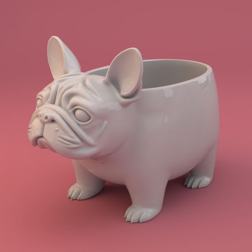 French Bulldog Planter - Cute Chubby Dog Pot for Plant Lovers 3D model