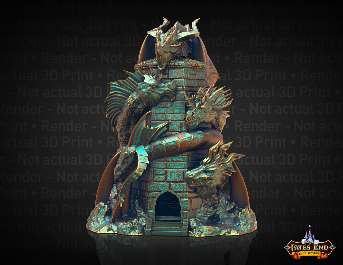 20_Tiamat_Render.png 3D file Tiamat Dice Tower - SUPPORT FREE!・3D printer model to download, Kimbolt