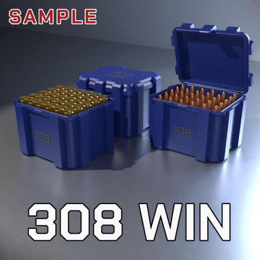 ABOX AMMO BOX 308 WIN AMMUNITION STORAGE 30 ROUNDS CRATE ORGANIZER 308win 3D model by ildarcheg