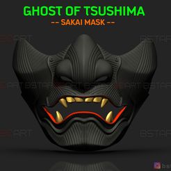 001.jpg Archivo STL Ghost Of Tsushima - La Máscara Sakai - Máscara de Cosplay Samurai・Modelo para descargar e imprimir en 3D