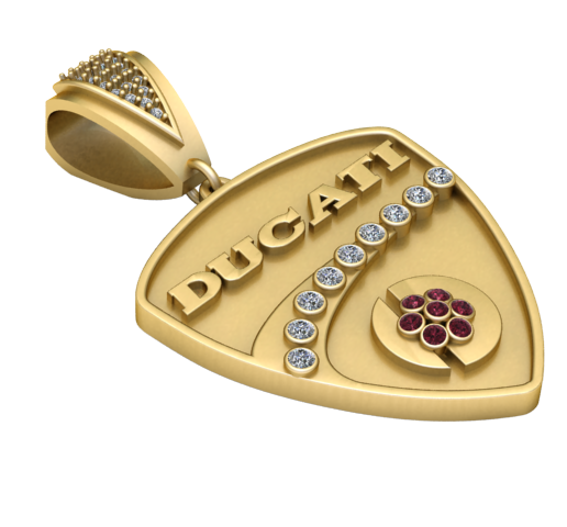 Gemstone Ducati Shield Gold Pendant