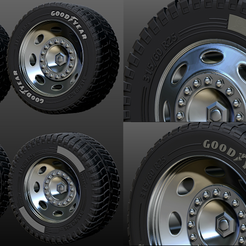 1.1.png truck rim tires, STL file two versions Goodyear and Michelin