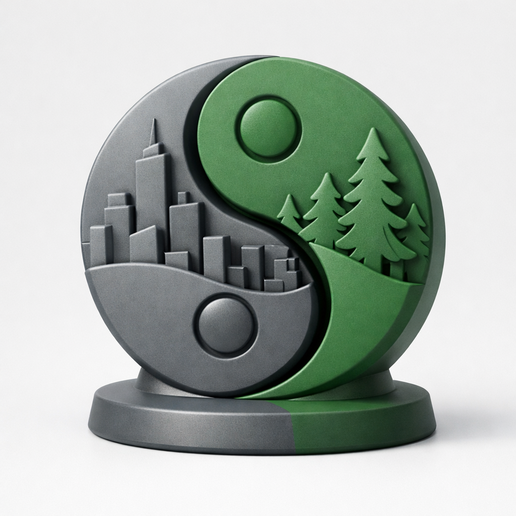 Urban Nature Harmony - Symbolic Art Sculpture STL
