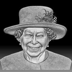 1.jpg Fichier 3D Reine Elizabeth portrait pièce de monnaie médaille bas-relief・Objet imprimable en 3D à télécharger