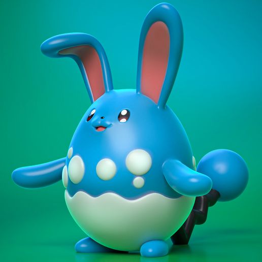 High Quality Azumarill Miniature - 3D Printable STL Model For Tabletop Gaming and Display 3D model preview