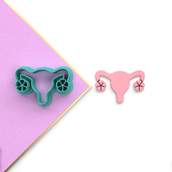 uterus-2.png Digital .Stl Polymer Clay Cutter flowery uterus *6 Size 3 Version Cut/File For Use In A 3D Printer