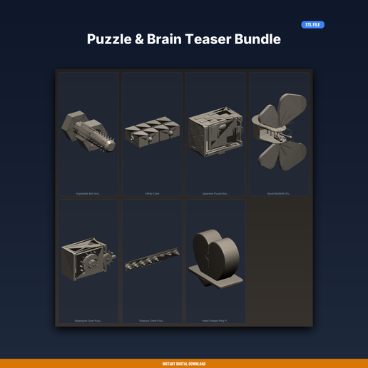 Puzzle & Brain Teaser Bundle - 7-Model STL Bundle