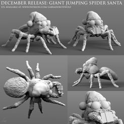 Giant Jumping Spider Santa Release.jpg STL file Giant Jumping Spider Santa・3D printer model to download, LabradoriteWolf