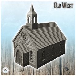 1-PREM.jpg Fichier STL Eglise occidentale en bois avec clocher (8) - USA America ACW American Civil War History Historical・Modèle pour impression 3D à télécharger
