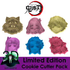 Marketing_ProtagonistasKimetsuPack.png STL file KIMETSU NO YAIBA LIMITED EDITION COOKIE CUTTER・3D printable model to download