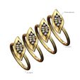 Side-TRi-cluster-Twisted-leaf-H-fashion-ring-size6to9-00.jpg Наклоненная вбок витая полоса с бриллиантовым кластетом и листьями Размеры США 6to9 3D-печатная модель
