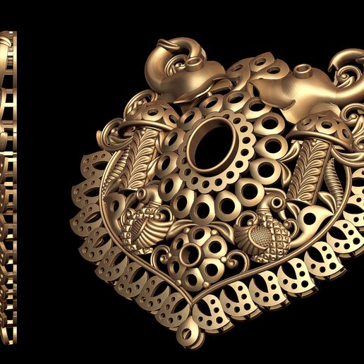 Temple Jewelery 006 Elephant And Peacock 3D model