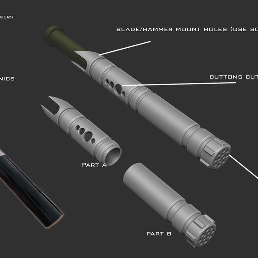 Hilt-and-electronics.jpg Lighthammer (stl + descripción del proyecto)