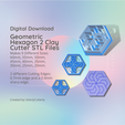 Cover-7.png Geometric Hexagon 2 Clay Cutter - STL Digital File Download- 9 sizes and 2 Earring Cutter Versions, cookie cutter