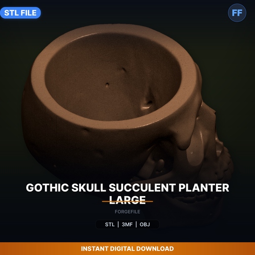 Gothic Skull Succulent Planter Large - 3D Printable STL File