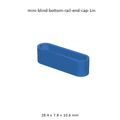 1 in mini blind bottom rail end cap (rounded 1 x 3/16 in rail)