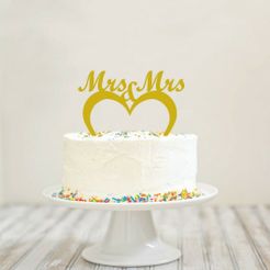 Mrs_and_Mrs_cake_topper.jpg Download STL file Mrs & Mrs Cake Topper • 3D printing template, piazzestudio