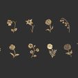 10.jpg Birth Month Flowers Set Bas Relief 3D Model