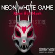 Neon_White_Neon_Red_Mask_3D_Print_Model_STL_File_01.jpg Neon White Game Cosplay Mask - Neon Red Mask - Halloween Costume Mask