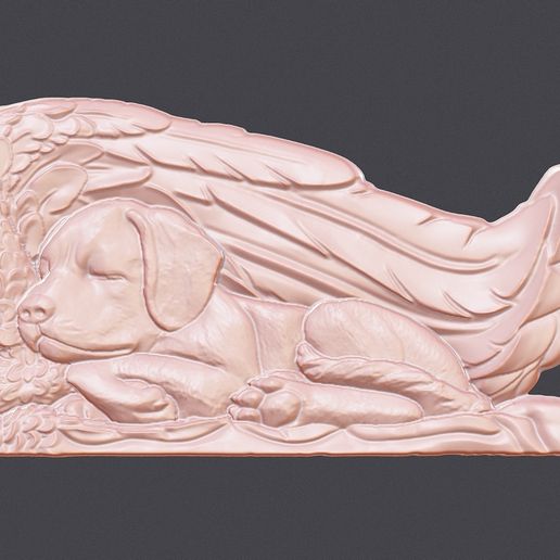 11.jpg Sleeping Doggie Angel Bas Relief 3D Model