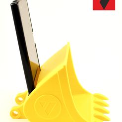 1.jpg STL file The Phone Stand - a passive audio amplifier with excavator bucket style・3D printer design to download