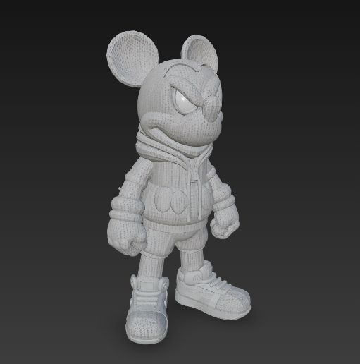 🧸 Knitted Texture Rebel Mickey Figurine・ STL File for 3D printing・Cults