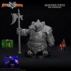 ARMOURED TORTLE PRE-SUPPORTED PATREON.COM/LANCEWILKINSON MYMINIFACTORY.COM/USERS/EPICSNSTUFFS Armoured Tortle Miniature - Pre-Supported
