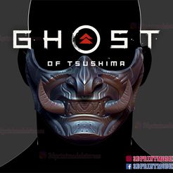 Samurai-ghost-mask-japanese-01.jpg 3D file Ghost of Tsushima - Oni Samurai Mask 3D Print Model・3D print design to download
