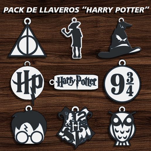 PACK 9 KEY RINGS OF " HARRY POTTER ". 3D model