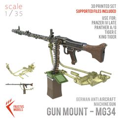 mg.jpg Archivo STL Soporte de cañón + MG-34 para tanques alemanes・Modelo de impresora 3D para descargar