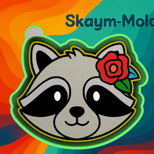 🦝🌹 Rosie Raccoon – Freshie, Ornament, Resin & Candle Mold - 3D model önizlemesi