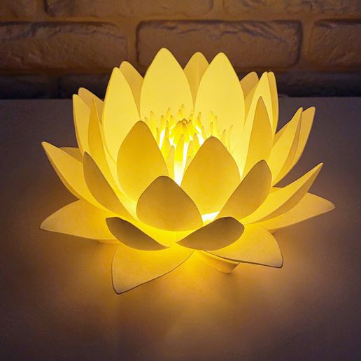 4.jpg Nymphaea Siam Blanco - Luz de noche LED Modelo de impresión 3D 🌸