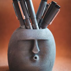 Oof1_face.jpg STL file Oof Stone pen holder (or small planter)・3D print object to download