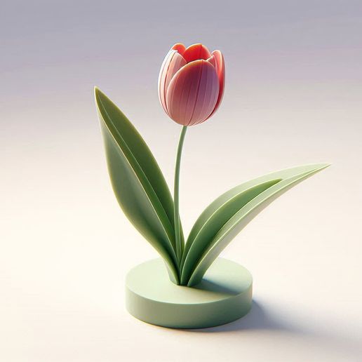 Red Color Tulip Flower Artificial AI Generated Decorative Model