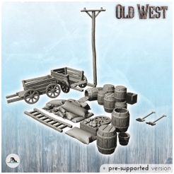 1.jpg STL file Set of modern and western outdoor accessories with carts (1) - Cowboy USA America ACW American Civil War History Historical・3D print object to download