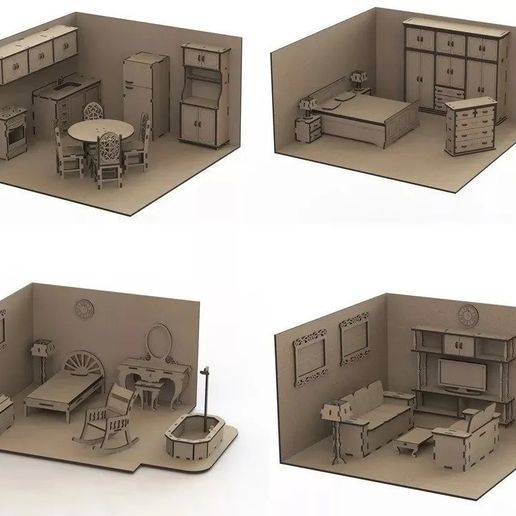 Rompecabezas 3D De Madera – 34 Muebles En Miniatura Para Casa De Muñecas