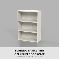 wren rrenyy rr “ay a | FURINNO PASIR 3-TIER OPEN SHELF BOOKCASE Dollhouse Miniature 1:12 Scale Fichier STL Bibliothèque Furinno-INSPIRED, Pasir 3-Tier Open Shelf Bookcase 1:12 Dollhouse 3D MODELES・Objet imprimable en 3D à télécharger