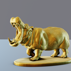 5.png Hippo mouth open STL