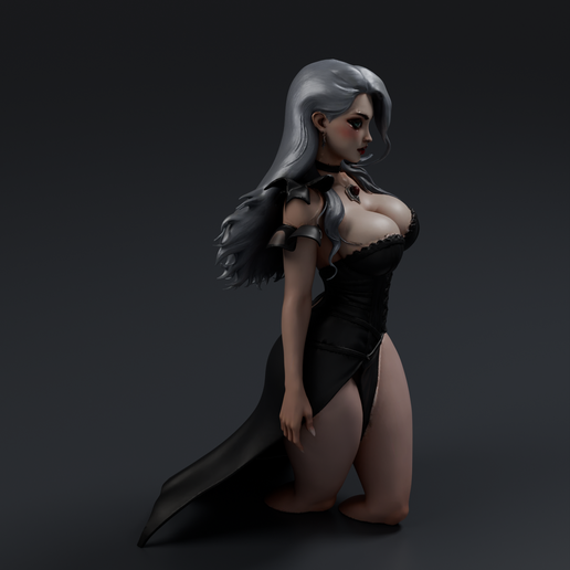 Gothic Female 1 3D printable STL miniature