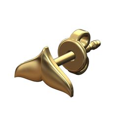 Tail-whale-Stud-earring-00.jpg Простая серьга-шпилька из хвоста кита 3D печать модели