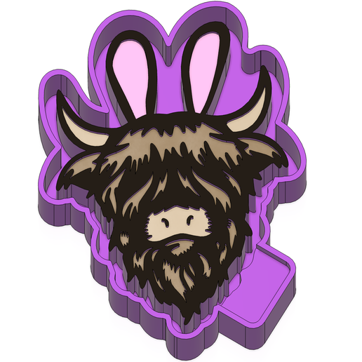Highland Cow Bunny Freshie STL Mold Housing 3D model