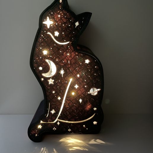 Celestial Cat Lantern – Light-Up Book Nook Decor - 3D model önizlemesi