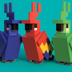 2.png STL file MACAW OF MINECRAFT/low poly・3D printer design to download