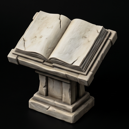 Stone Lectern with Open Grimoire | Tabletop Scatter Terrain STL