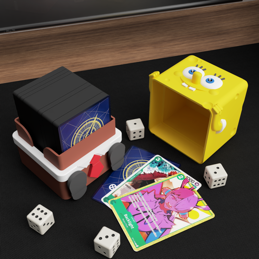 Bikini Bottom Deckbox Pack  Inspired by the SpongeBob Secret Lair!  Holds 100 Cards, Double Sleeve Compatible + Dice Storage - MTG OBJ File  for 3D printingCults