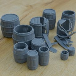 Barrel1.jpg Archivo STL 12 BARRILES PARA AMBIENTE DIORAMA SOBREMESA 1/35 1/24・Modelo para descargar e imprimir en 3D